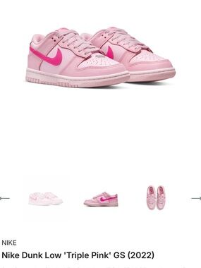 Nike Dunk Low in Light Pink with Hot Pink Swoosh “Triple Pink” Girls
